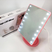 Зеркало для макияжа с 16 LED подсветкой Mirror, косметическое зеркало с подсветкой. Цвет: розовый. Изображение №8