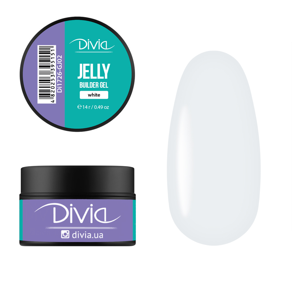 Гель для наращивания ногтей Divia "Jelly Builder Gel" - Di1726 (14 г) GJ02 - White (белый) Гель для наращивания ногтей Divia "Jelly Builder Gel" - Di1726 (14 г) GJ02 - White (белый)