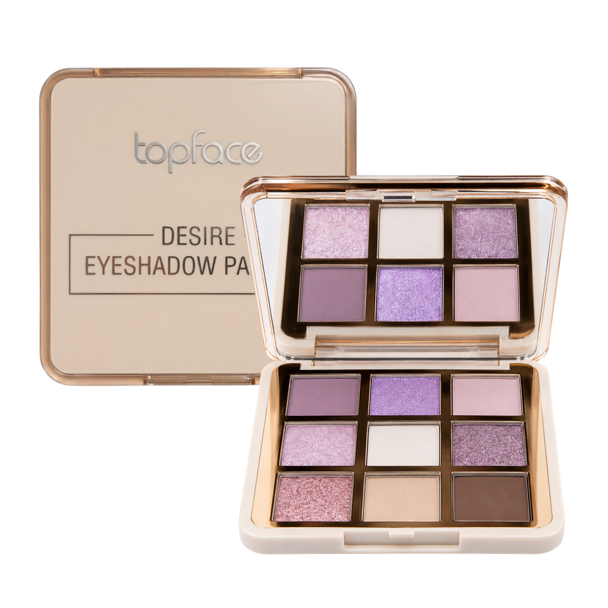 Палітра тіней для повік TopFace Desire Eyeshadow Palette, 9 кольорів, 7 г, PT513, 001 Light: рожеві, бузкові, коричневі Палітра тіней для повік TopFace Desire Eyeshadow Palette, 9 кольорів, 7 г, PT513, 001 Light: рожеві, бузкові, коричневі