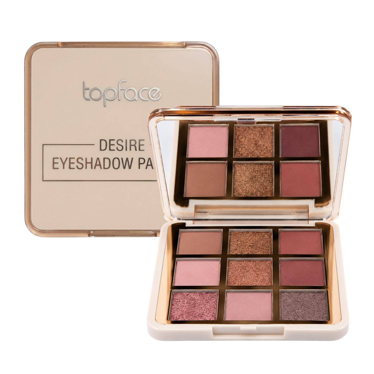 Палітра тіней для повік TopFace Desire Eyeshadow Palette 9 кольорів 7 г, PT513, 002 Medium Коричневі Теракотові Палітра тіней для повік TopFace Desire Eyeshadow Palette 9 кольорів 7 г, PT513, 002 Medium Коричневі Теракотові