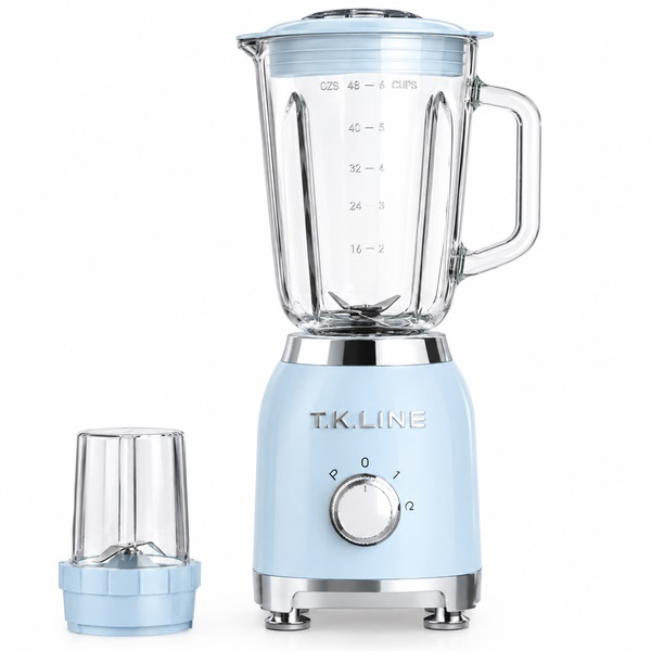 Стаціонарний блендер T.K.Line TK00282 3000 Вт 1.5 л із чашею та кавомолко Blue Стаціонарний блендер T.K.Line TK00282 3000 Вт 1.5 л із чашею та кавомолко Blue