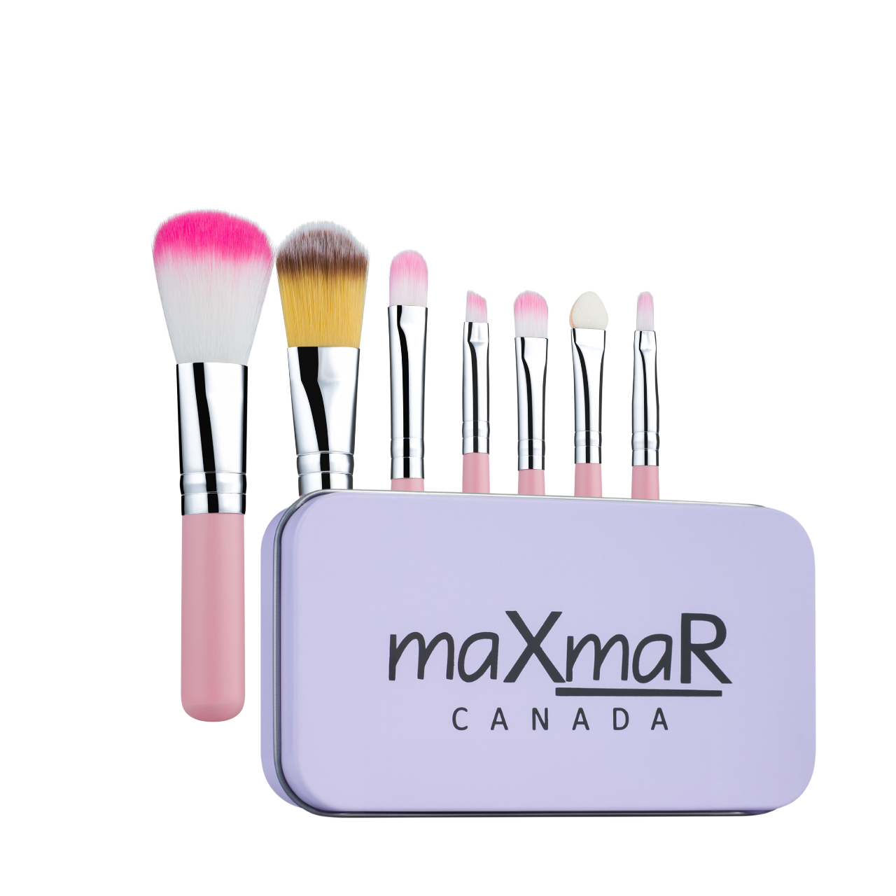 Набір пензлів для макіяжу MaXmaR 7 шт у металевому футлярі PINK MB-210 Набір пензлів для макіяжу MaXmaR 7 шт у металевому футлярі PINK MB-210