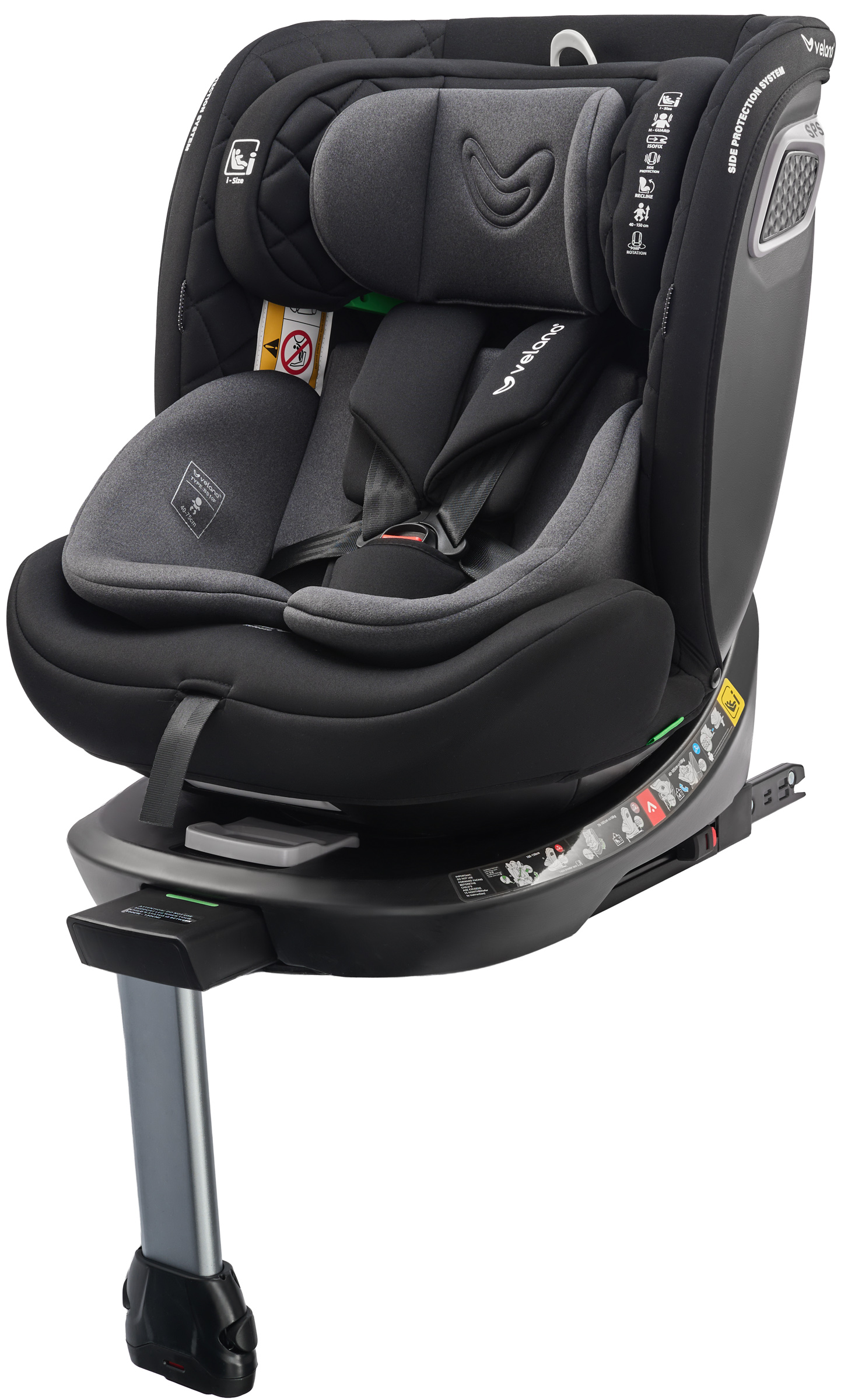 Автокресло VELANO Vento 360° i-Size 40–150 см, ISOFIX + опорная нога, grey Автокресло VELANO Vento 360° i-Size 40–150 см, ISOFIX + опорная нога, grey