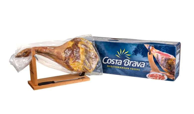 Хамон нога Costa Brava з підставкою та ножем у подарунковій упаковці 6,5 кг Хамон нога Costa Brava з підставкою та ножем у подарунковій упаковці 6,5 кг