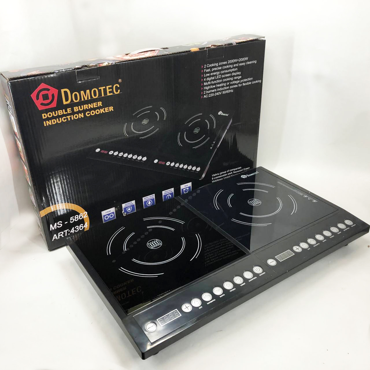 Плита индукционная настольная Domotec MS-5862 4000 Вт Электрические плиты настольные двухконфорочные Плита индукционная настольная Domotec MS-5862 4000 Вт Электрические плиты настольные двухконфорочные